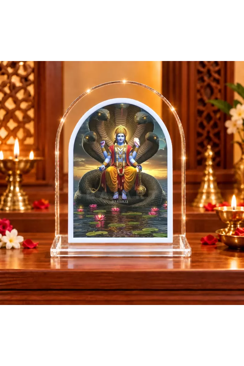 Lord Vishnu L Shape Acrylic Showpiece 3 X 3.5 Inch For Home, Office And Car (F175749)