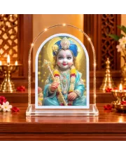 Lord Krishna L Shape Acrylic Showpiece 3 X 3.5 Inch For Home, Office And Car (F175753)