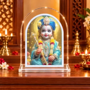 Lord Krishna L Shape Acrylic Showpiece 3 X 3.5 Inch For Home, Office And Car (F175753)