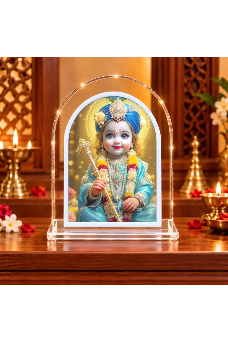 Lord Krishna L Shape Acrylic Showpiece 3 X 3.5 Inch For Home, Office And Car (F175753)