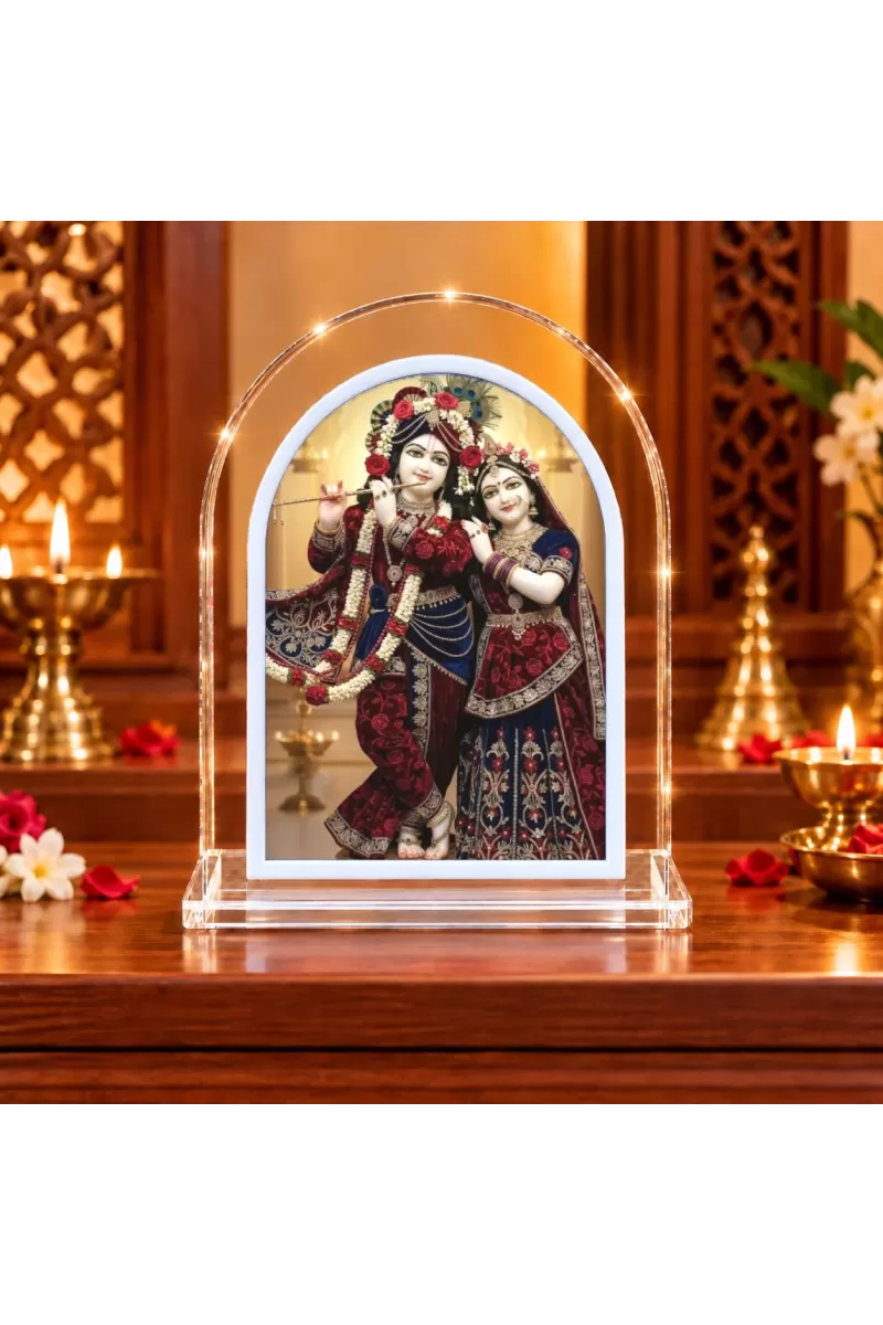 Radha Krishna L Shape Acrylic Showpiece 3 X 3.5 Inch For Home, Office And Car (F175754)