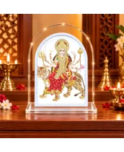 Durga Maa L Shape Acrylic Showpiece 3 X 3.5 Inch For Home, Office And Car (F175757)