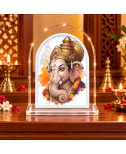 Lord Ganesha L Shape Acrylic Showpiece 3 X 3.5 Inch For Home, Office And Car (F175760)