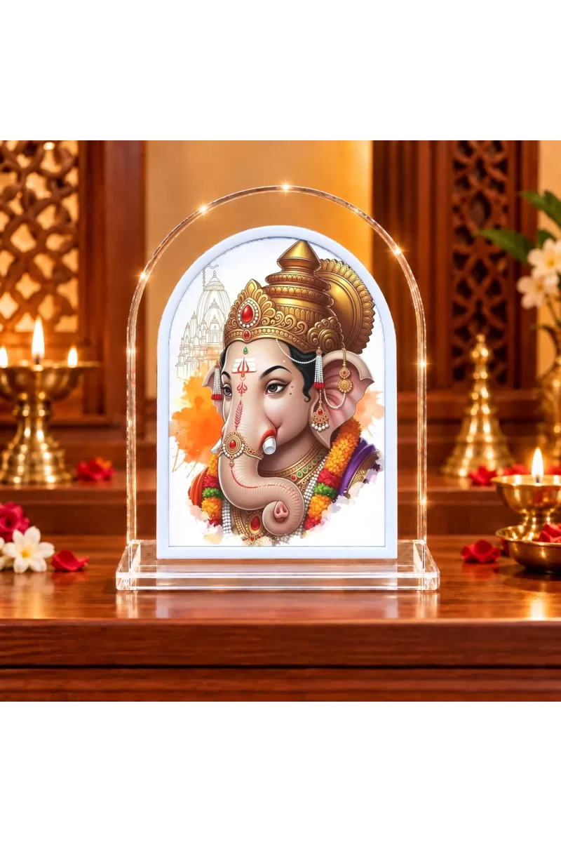 Lord Ganesha L Shape Acrylic Showpiece 3 X 3.5 Inch For Home, Office And Car (F175760)