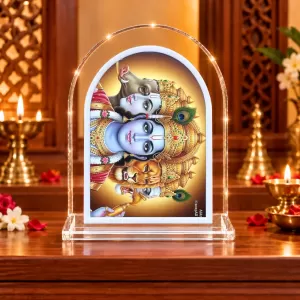 Lord Bramaha Vishna Maeshawr L Shape Acrylic Showpiece 3 X 3.5 Inch For Home, Office And Car (F175761) Lord Bramaha Vishna Maeshawr L Shape Acrylic Showpiece 3 X 3.5 Inch For Home, Office And Car (F175761)