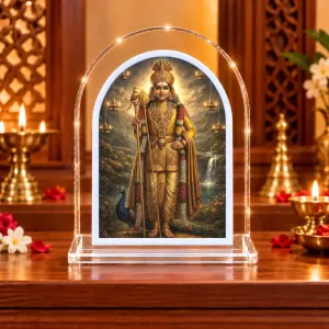 Lord Murugan L Shape Acrylic Showpiece 3 X 3.5 Inch For Home, Office And Car (F175762)
