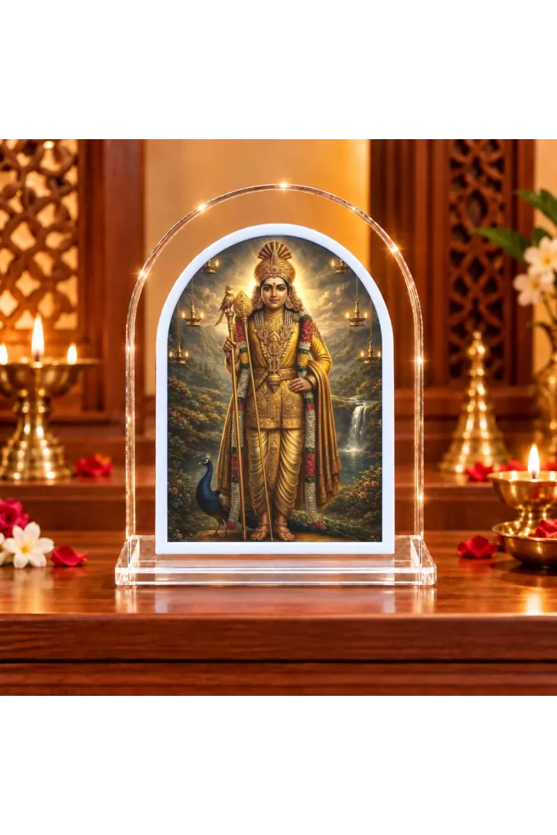 Lord Murugan L Shape Acrylic Showpiece 3 X 3.5 Inch For Home, Office And Car (F175762)