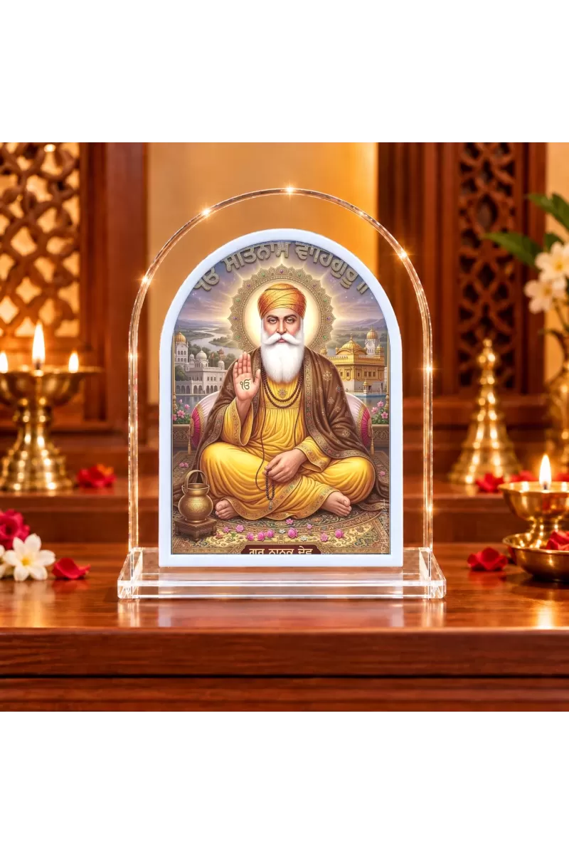 Guru Nanak Dev Ji L Shape Acrylic Showpiece 3 X 3.5 Inch For Home, Office And Car (F175765)