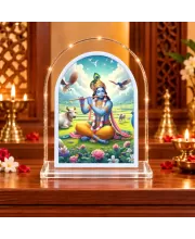 Lord Krishna L Shape Acrylic Showpiece 3 X 3.5 Inch For Home, Office And Car (F175766)