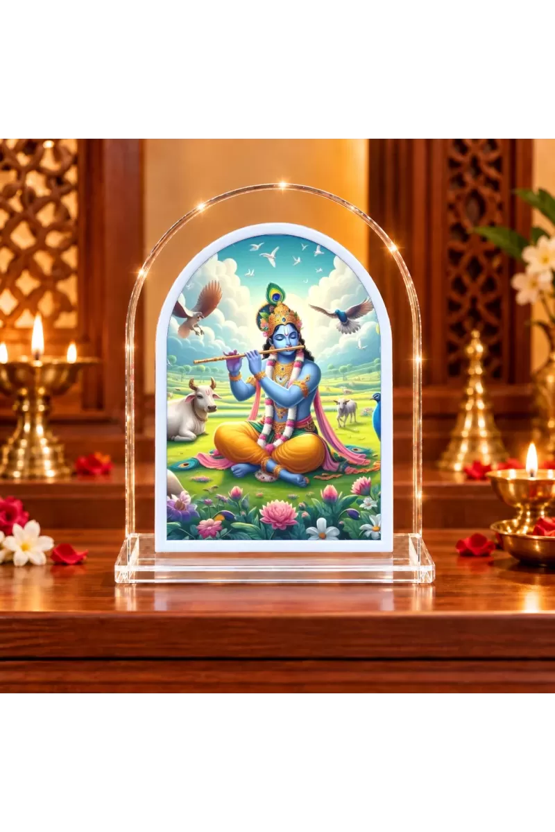 Lord Krishna L Shape Acrylic Showpiece 3 X 3.5 Inch For Home, Office And Car (F175766)