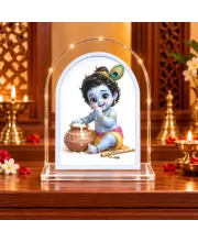 Lord Krishna L Shape Acrylic Showpiece 3 X 3.5 Inch For Home, Office And Car (F175769)