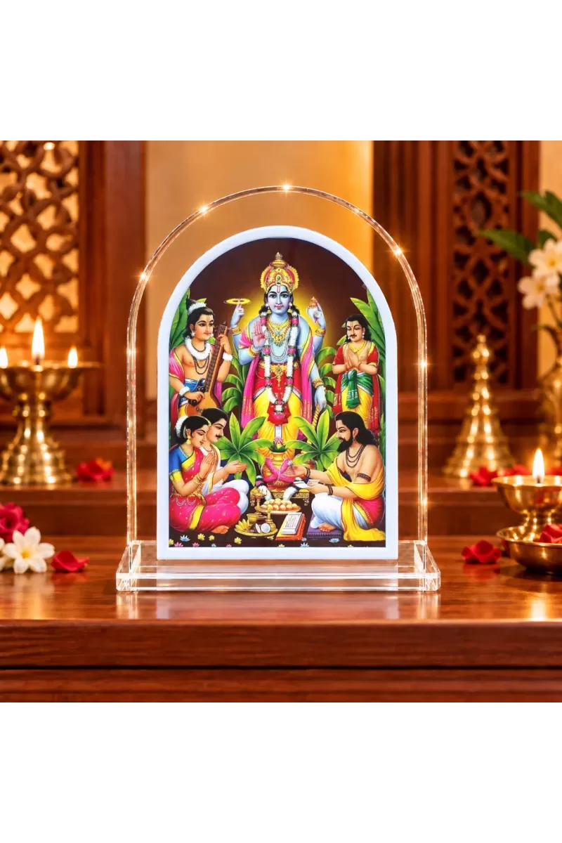 Lord Sattyanarayan L Shape Acrylic Showpiece 3 X 3.5 Inch For Home, Office And Car (F175772)