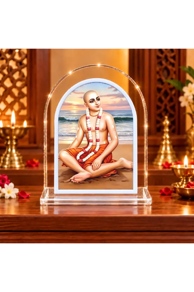 Pravi Shree Chaitannya L Shape Acrylic Showpiece 3 X 3.5 Inch For Home, Office And Car (F175773)