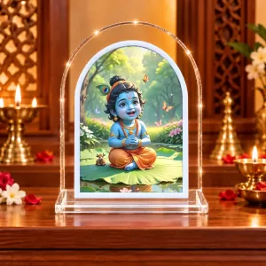 Bal Krishna L Shape Acrylic Showpiece 3 X 3.5 Inch For Home, Office And Car (F175774)