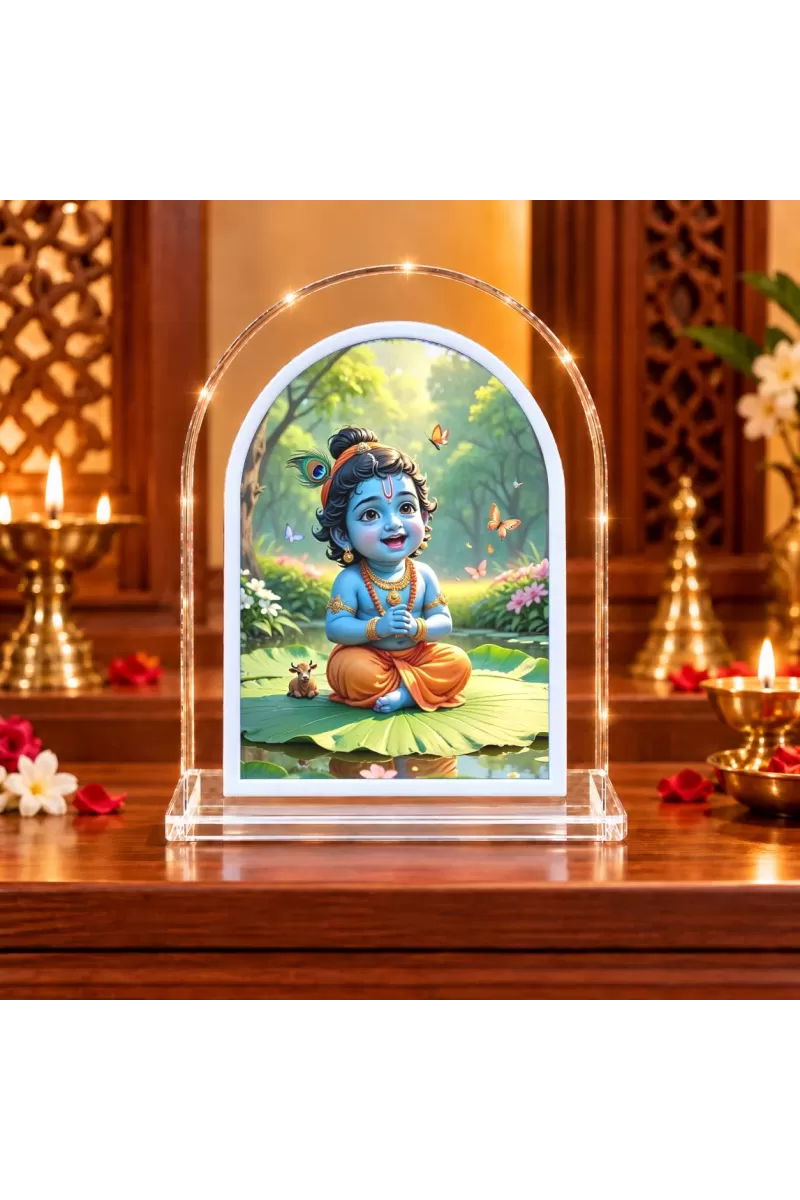 Bal Krishna L Shape Acrylic Showpiece 3 X 3.5 Inch For Home, Office And Car (F175774)