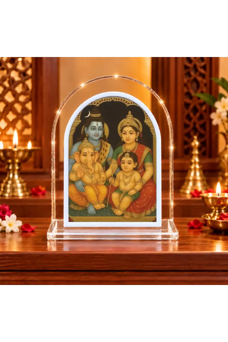 Shiva Family L Shape Acrylic Showpiece 3 X 3.5 Inch For Home, Office And Car (F175779)