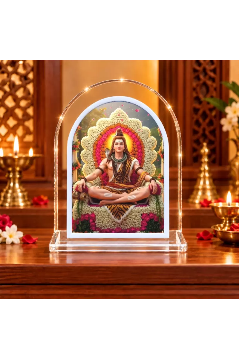 Lord Shiva L Shape Acrylic Showpiece 3 X 3.5 Inch For Home, Office And Car (F175781)