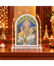 Goddess Saraswati L Shape Acrylic Showpiece 3 X 3.5 Inch For Home, Office And Car (F175782)
