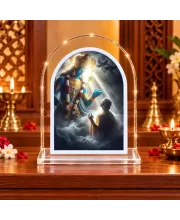 Shree Krishna L Shape Acrylic Showpiece 3 X 3.5 Inch For Home, Office And Car (F175784)