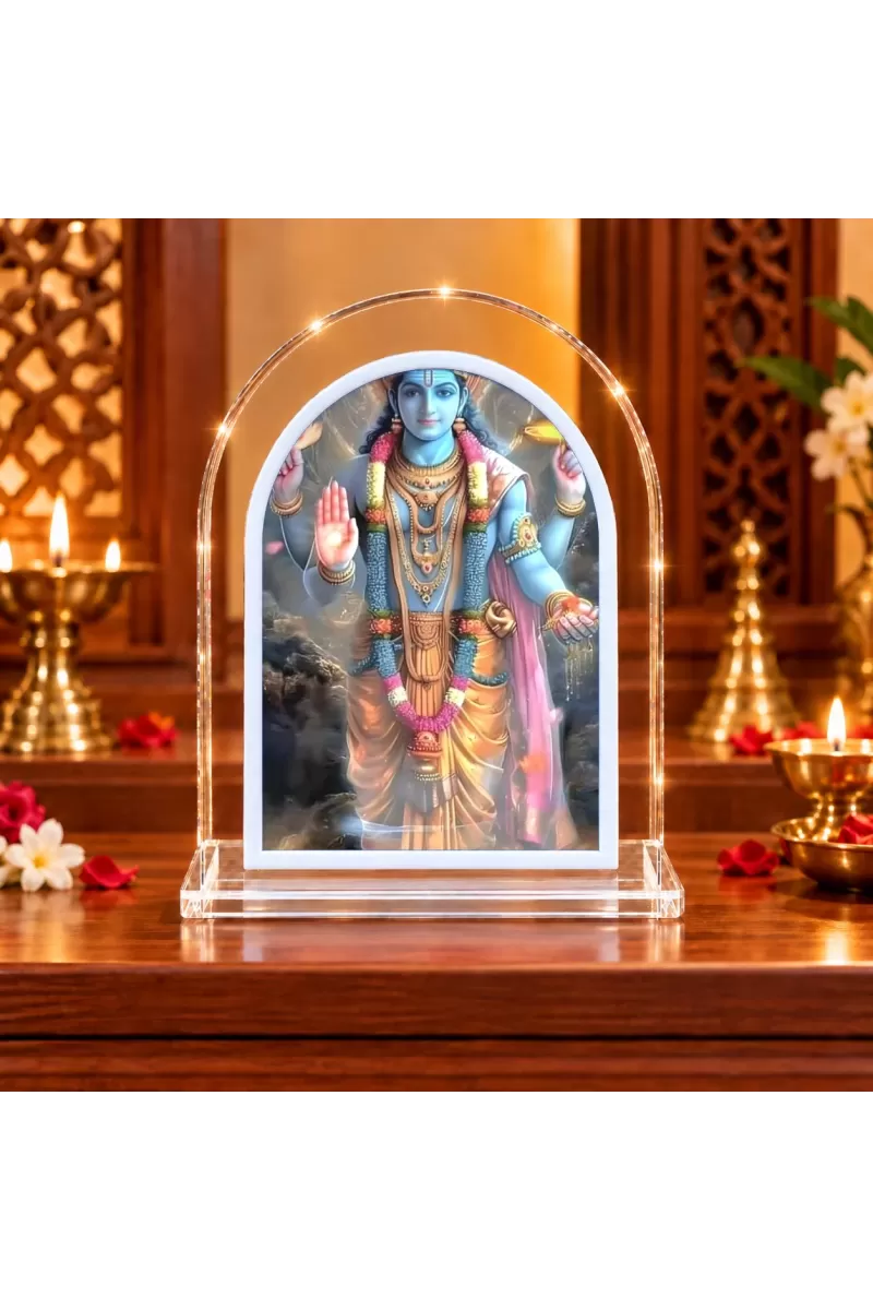 Lord Vishnu L Shape Acrylic Showpiece 3 X 3.5 Inch For Home, Office And Car (F175788)