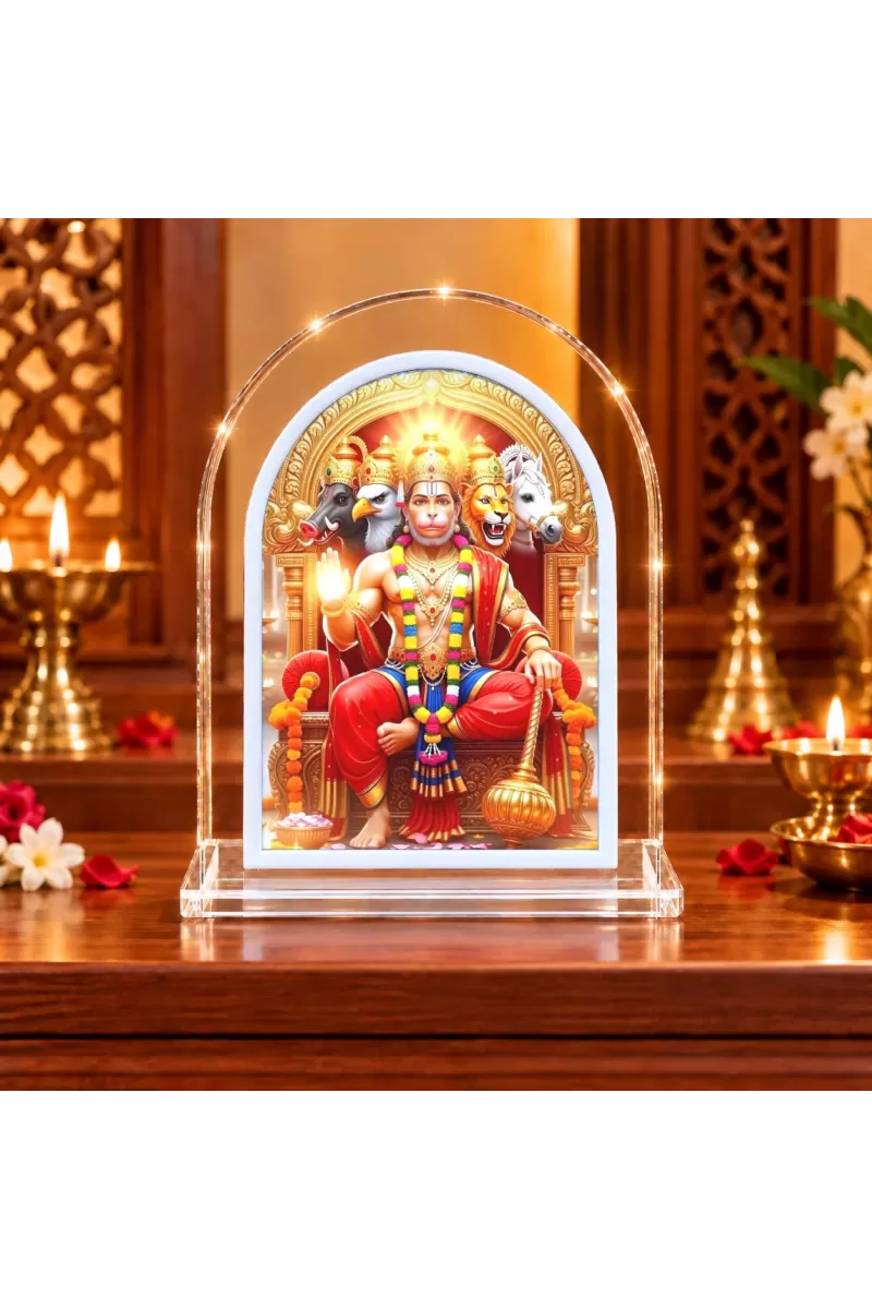 Panchmukhi Hanuman L Shape Acrylic Showpiece 3 X 3.5 Inch For Home, Office And Car (F175789)