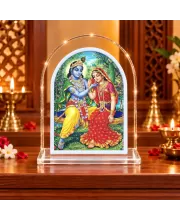 Radha Krishna L Shape Acrylic Showpiece 3 X 3.5 Inch For Home, Office And Car (F175790)