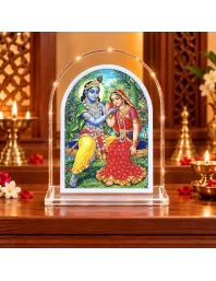 Radha Krishna L Shape Acrylic Showpiece 3 X 3.5 Inch For Home, Office And Car (F175790)