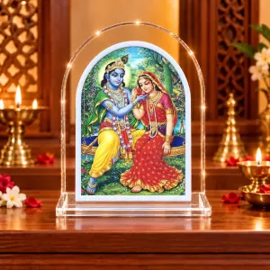 Radha Krishna L Shape Acrylic Showpiece 3 X 3.5 Inch For Home, Office And Car (F175790)