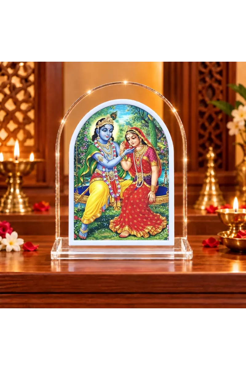 Radha Krishna L Shape Acrylic Showpiece 3 X 3.5 Inch For Home, Office And Car (F175790)