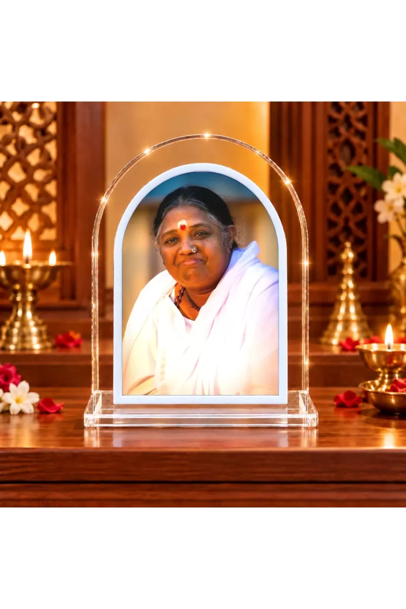 Mata Amritanandamayi L Shape Acrylic Showpiece 3 X 3.5 Inch For Home, Office And Car (F175795)