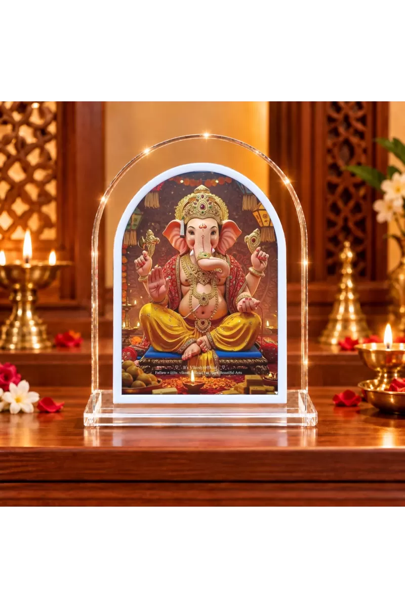 Lord Ganesha L Shape Acrylic Showpiece 3 X 3.5 Inch For Home, Office And Car (F175796)
