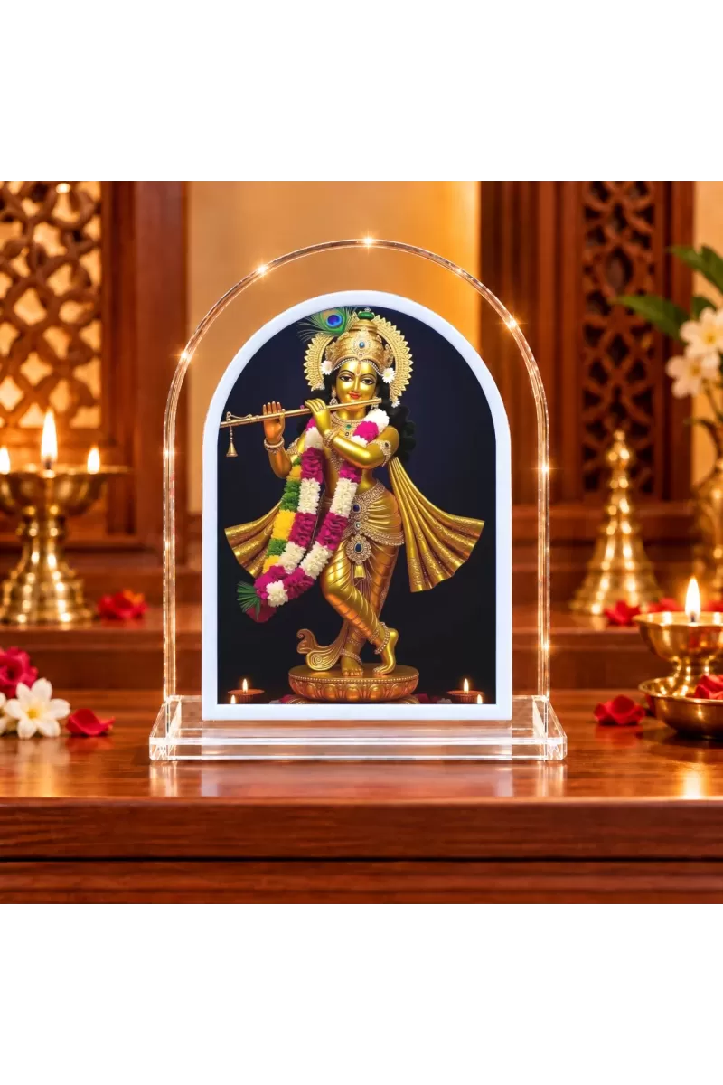 Lord Krishna L Shape Acrylic Showpiece 3 X 3.5 Inch For Home, Office And Car (F175798)