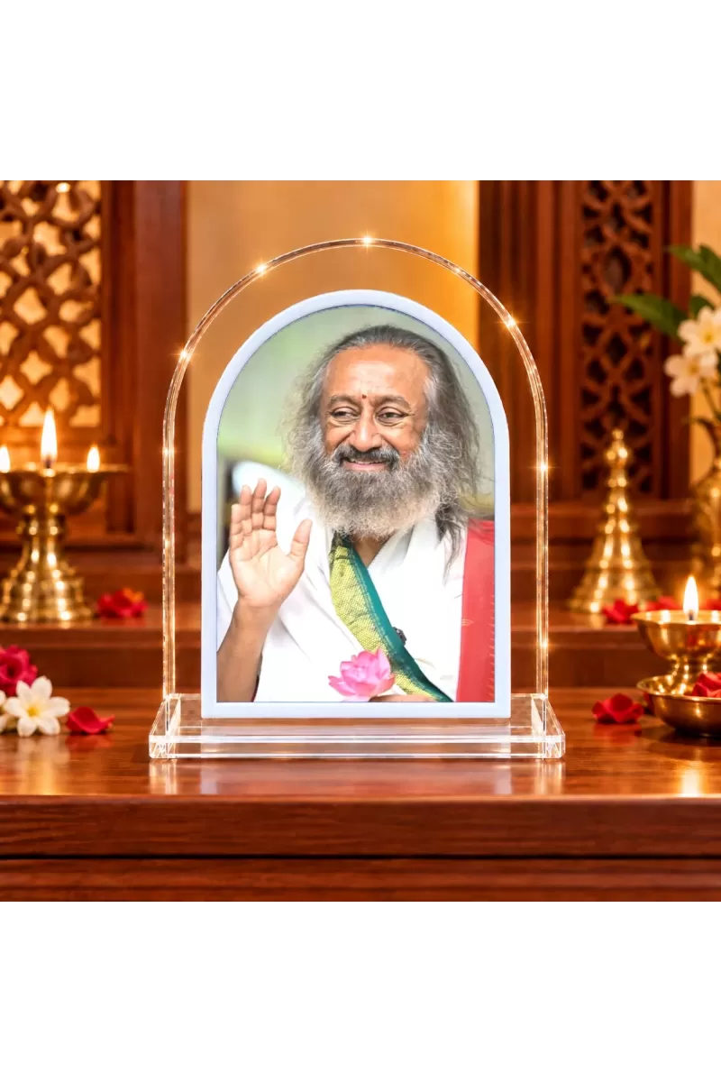 Sri Sri Ravi Sh L Shape Acrylic Showpiece 3 X 3.5 Inch For Home, Office And Car (F175802)