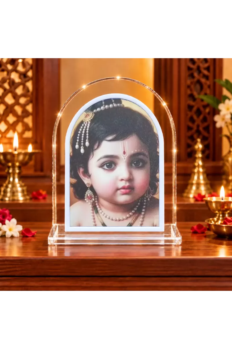 Lord Krishna L Shape Acrylic Showpiece 3 X 3.5 Inch For Home, Office And Car (F175803)