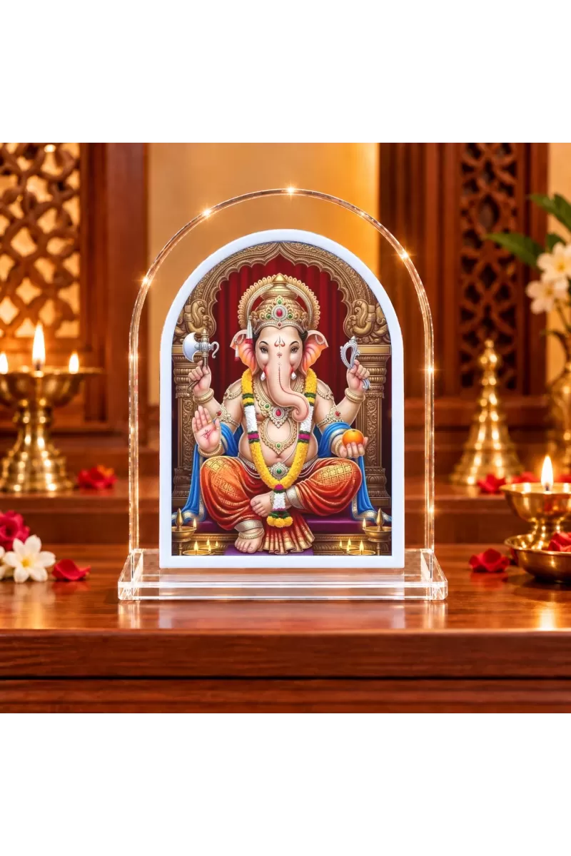 Lord Ganesha L Shape Acrylic Showpiece 3 X 3.5 Inch For Home, Office And Car (F175804)