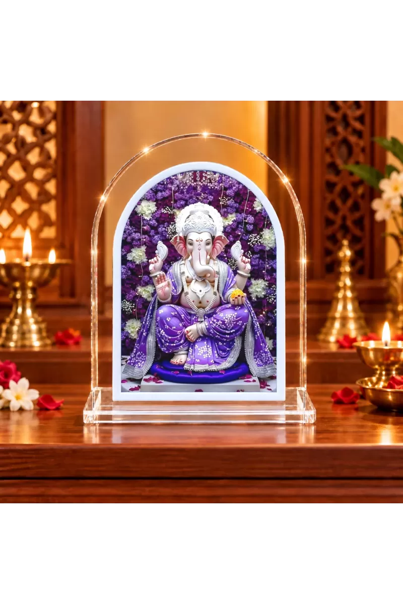 Lord Ganesha L Shape Acrylic Showpiece 3 X 3.5 Inch For Home, Office And Car (F175805)
