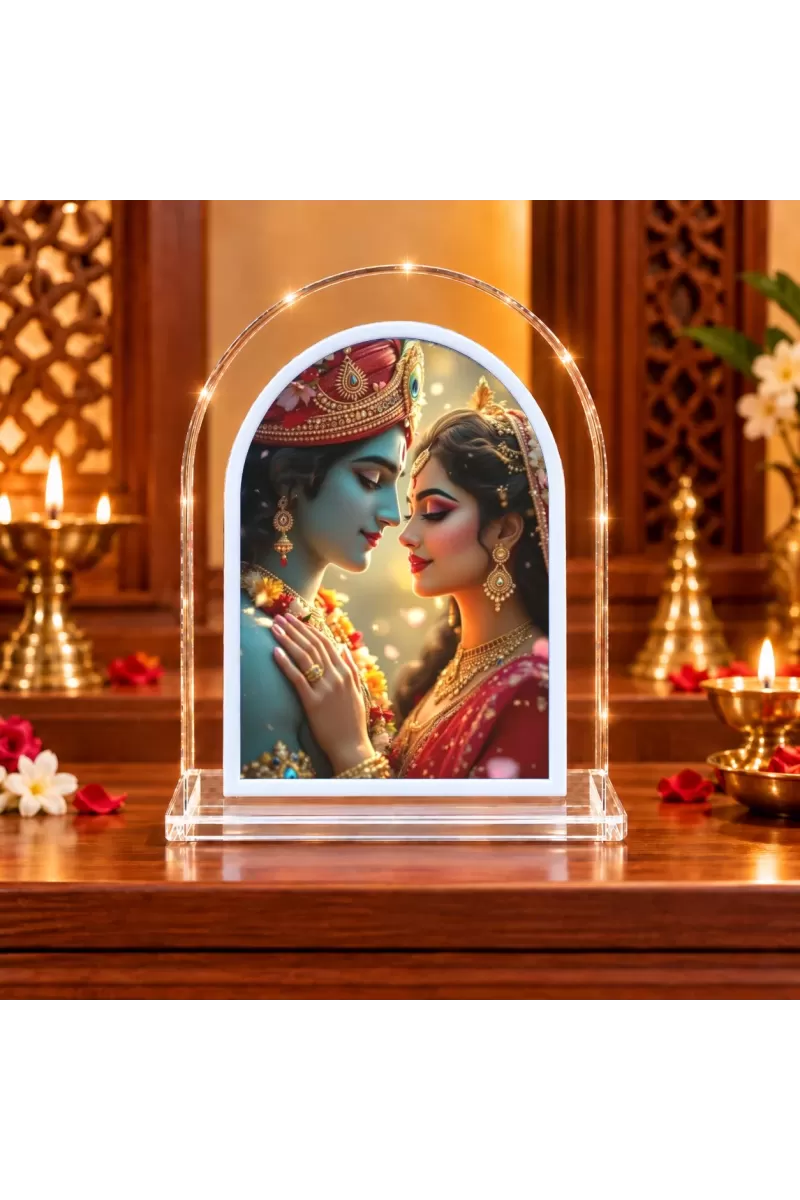 Radha Krishna L Shape Acrylic Showpiece 3 X 3.5 Inch For Home, Office And Car (F175806)