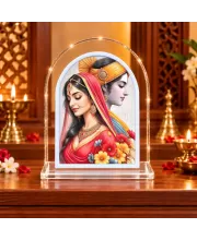 Shree Krishna And Shree Radha L Shape Acrylic Showpiece 3 X 3.5 Inch For Home, Office And Car (F175807)