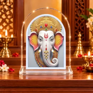 Lord Ganesha L Shape Acrylic Showpiece 3 X 3.5 Inch For Home, Office And Car (F175808)