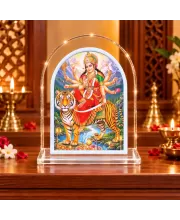 Durga Maa L Shape Acrylic Showpiece 3 X 3.5 Inch For Home, Office And Car (F175810)