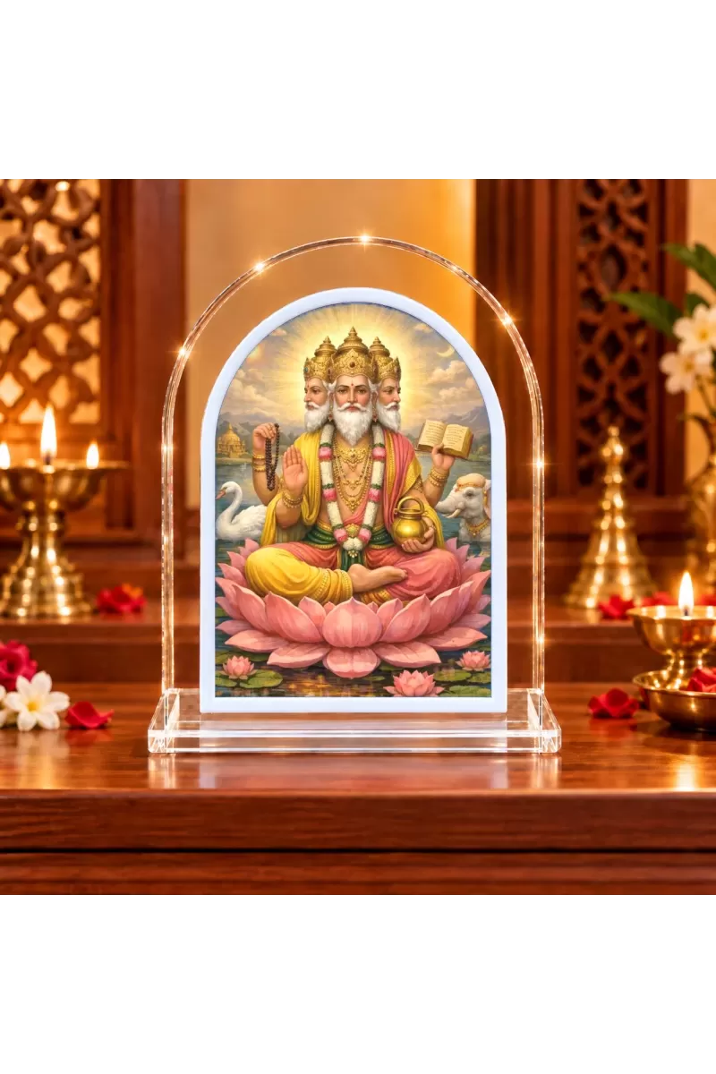 Lord Brahma L Shape Acrylic Showpiece 3 X 3.5 Inch For Home, Office And Car (F175811)