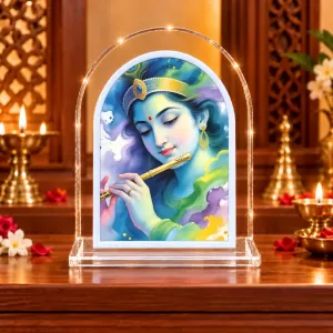Lord Krishna L Shape Acrylic Showpiece 3 X 3.5 Inch For Home, Office And Car (F175814) Lord Krishna L Shape Acrylic Showpiece 3 X 3.5 Inch For Home, Office And Car (F175814)