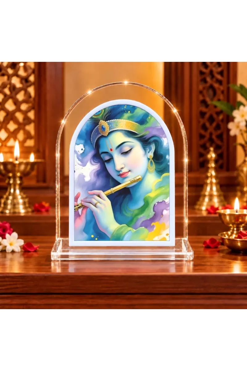 Lord Krishna L Shape Acrylic Showpiece 3 X 3.5 Inch For Home, Office And Car (F175814)