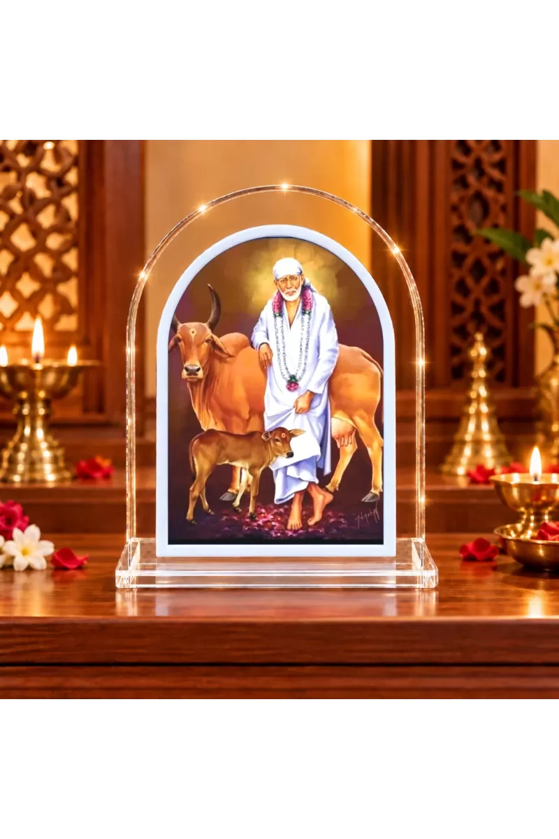 Sai Baba L Shape Acrylic Showpiece 3 X 3.5 Inch For Home, Office And Car (F175815)
