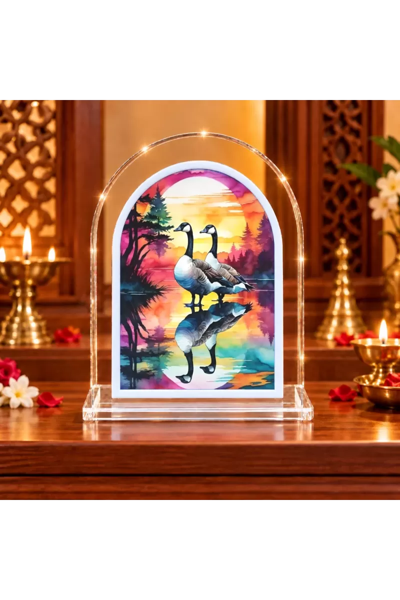 Geese L Shape Acrylic Showpiece 3 X 3.5 Inch For Home, Office And Car (F175818)