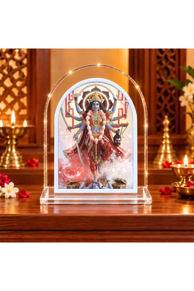 Kali Maa L Shape Acrylic Showpiece 3 X 3.5 Inch For Home, Office And Car (F175819)
