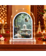 Shiva Lingam And Nandi L Shape Acrylic Showpiece 3 X 3.5 Inch For Home, Office And Car (F175822)