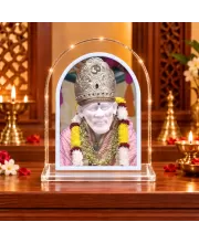 Shirdi Sai Baba L Shape Acrylic Showpiece 3 X 3.5 Inch For Home, Office And Car (F175825)