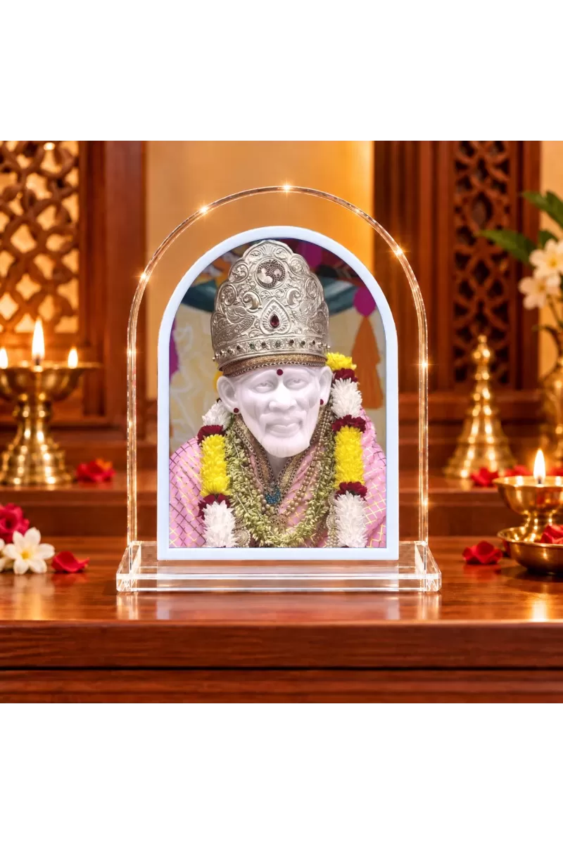 Shirdi Sai Baba L Shape Acrylic Showpiece 3 X 3.5 Inch For Home, Office And Car (F175825)