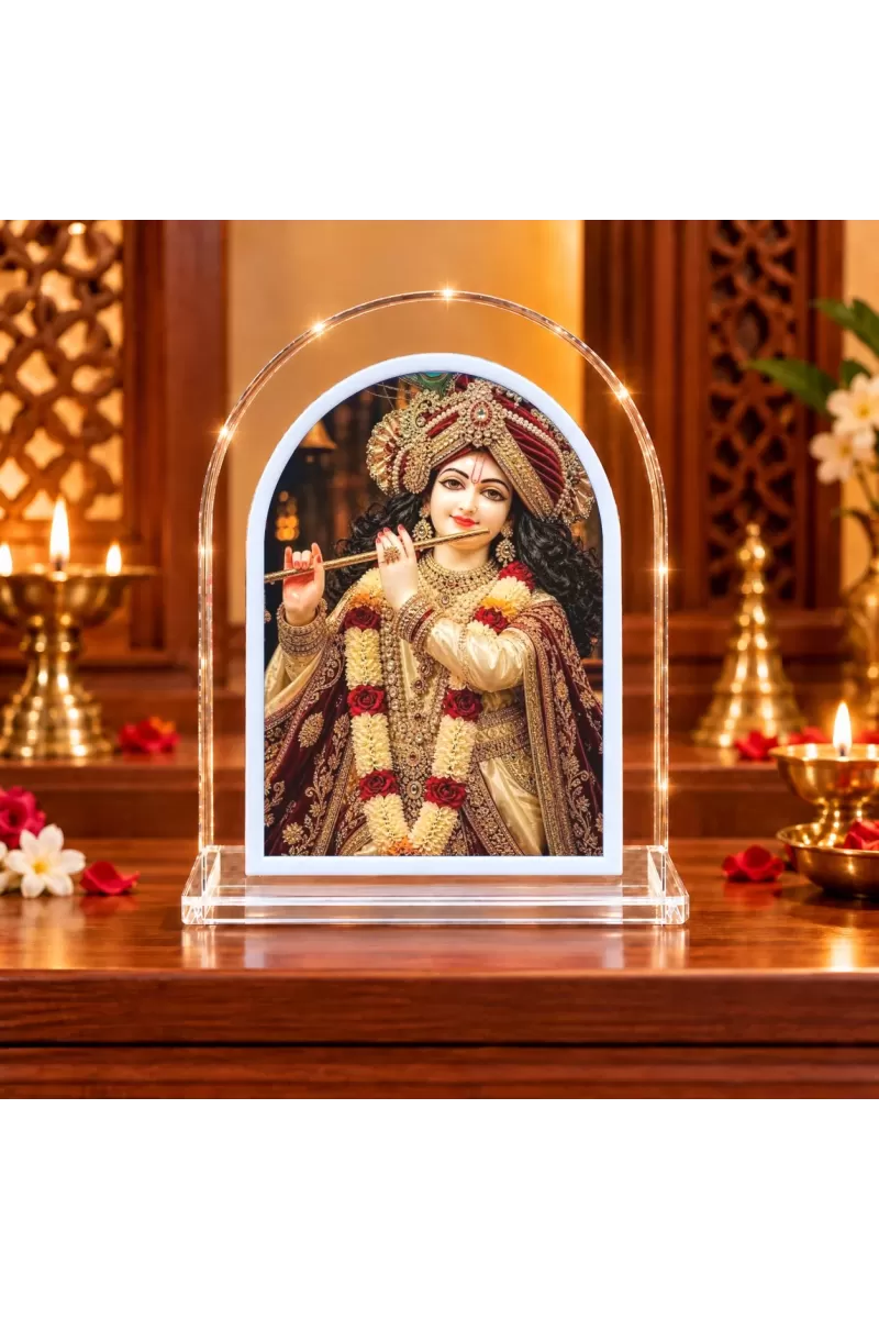 Lord Krishna L Shape Acrylic Showpiece 3 X 3.5 Inch For Home, Office And Car (F175826)